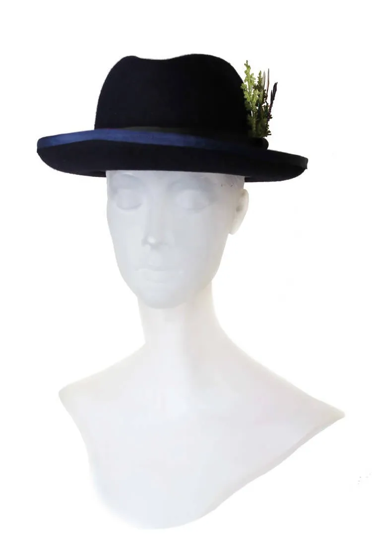 Calathea Medallion Black Pork Pie Hat