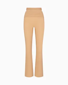 Mesh Stretch Cutout Foldover Pant | Nude